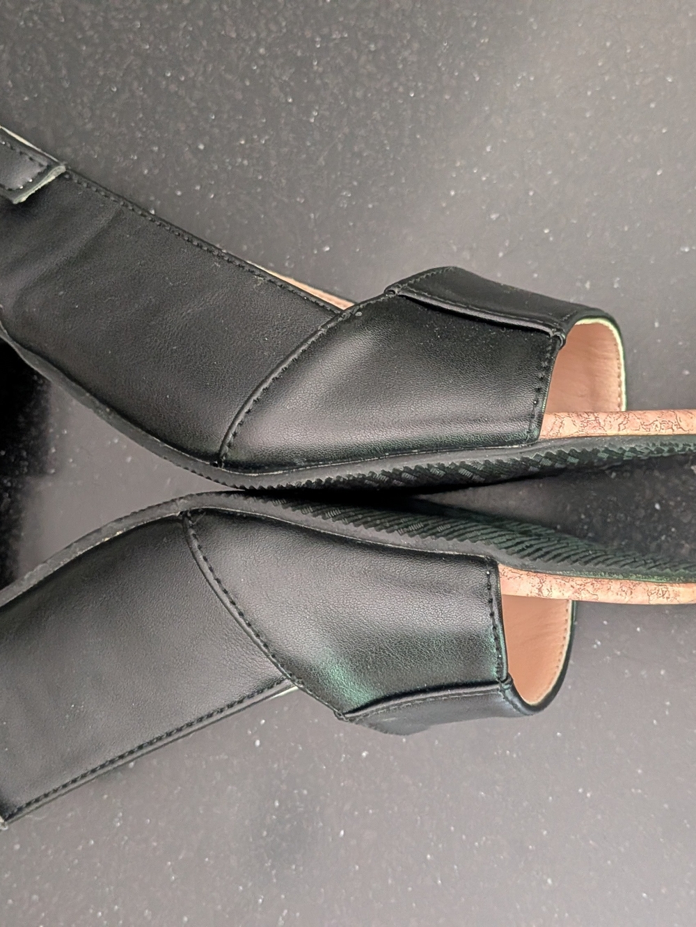 Black Slingback Cork Block Heel Sandals Open Toe Size 38 US 7.5 - Picture 5 of 8